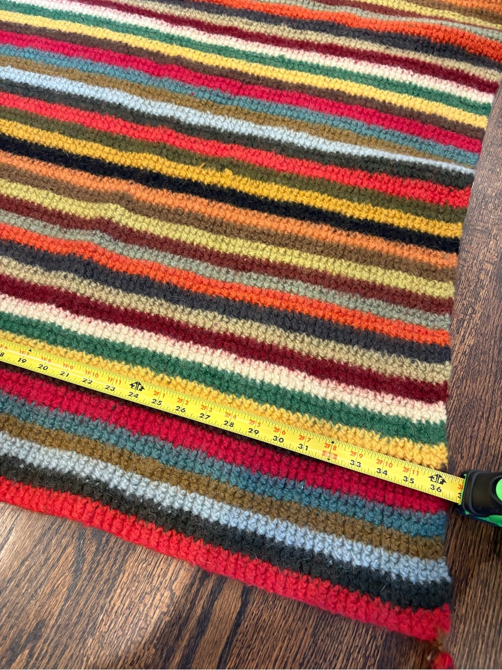 Nepal Hand Knit Pure Wool Multi Stripe Throw - Picture 6 of 7
